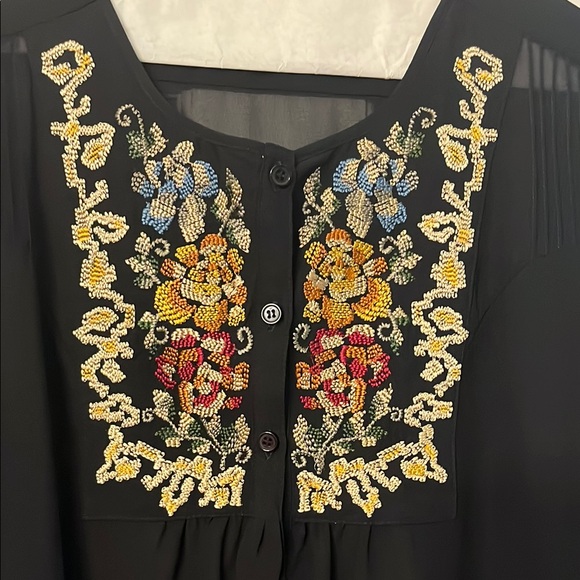 Black embellished long sleeve blouse excellent condition - Picture 2 of 13